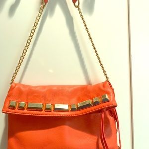 Orange leather with Gold accent crossbody